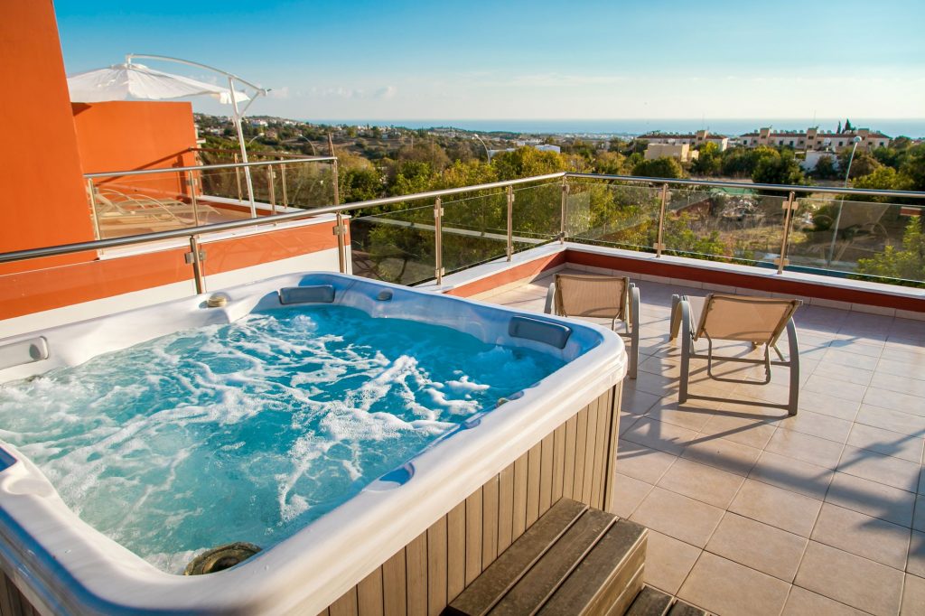 Spa pool on a balcony on a sunny day