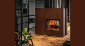 A classy indoor Stûv fireplace, designed in Belgium and adapted for New Zealand homes.