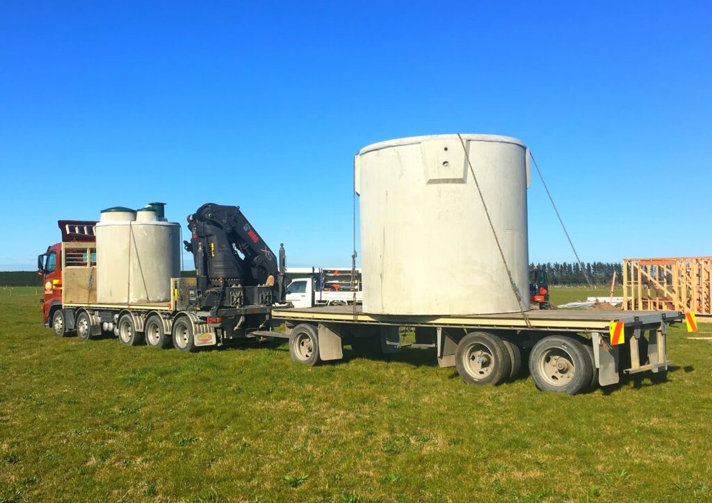 concrete septic tank on back of truck Waikato