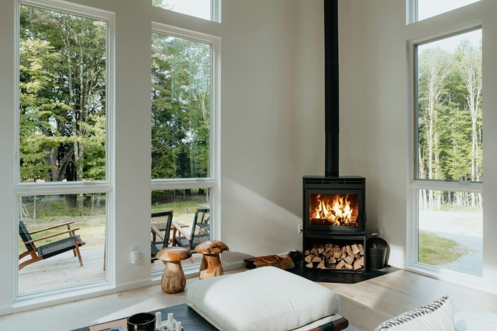 modern woodburner fireplace